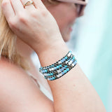 Natural Stone Leather Wrap Bracelet for Women Vishuddha Chakra Stone Chain