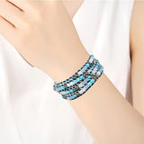 Natural Stone Leather Wrap Bracelet for Women Vishuddha Chakra Stone Chain