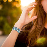 Natural Stone Leather Wrap Bracelet for Women Vishuddha Chakra Stone Chain