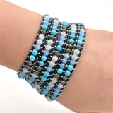 Natural Stone Leather Wrap Bracelet for Women Vishuddha Chakra Stone Chain