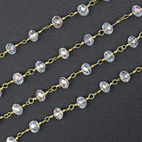 DIY Jewelry Plated Wire Wrapped Beaded Chain Rosary Crystal Beads