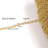 5M Stainless Steel Circle Chains for DIY Necklace Bracelet Jewelry Making