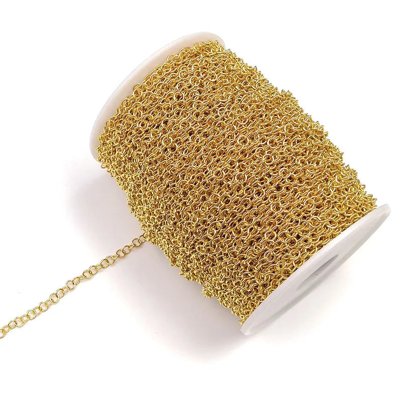5M Stainless Steel Circle Chains for DIY Necklace Bracelet Jewelry Making