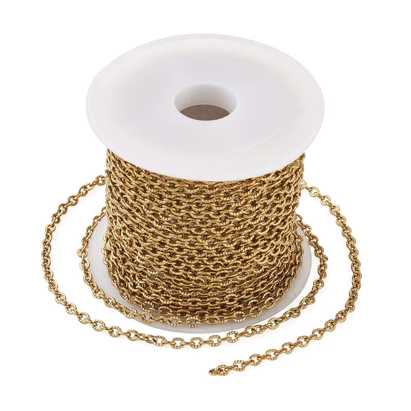 5M SS Textured Chain Black/Gold Punk Chunky Chains For Jewelry Making