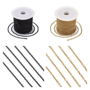 5M SS Textured Chain Black/Gold Punk Chunky Chains For Jewelry Making