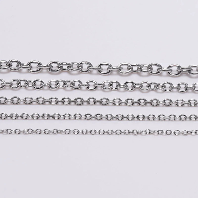 Stainless Steel Necklaces Chains Cross Chain 1.2-3mm DIY Jewelry Making