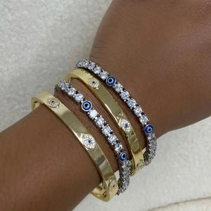 5MM 5A CZ Evil Eye Charm Tennis Women Bracelet