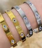 5MM 5A CZ Evil Eye Charm Tennis Women Bracelet