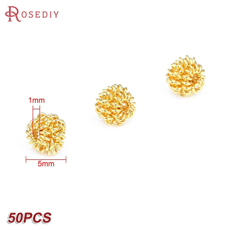 5MM 6MM 8MM 18K Brass Spacer Beads Jewelry Making Supplies