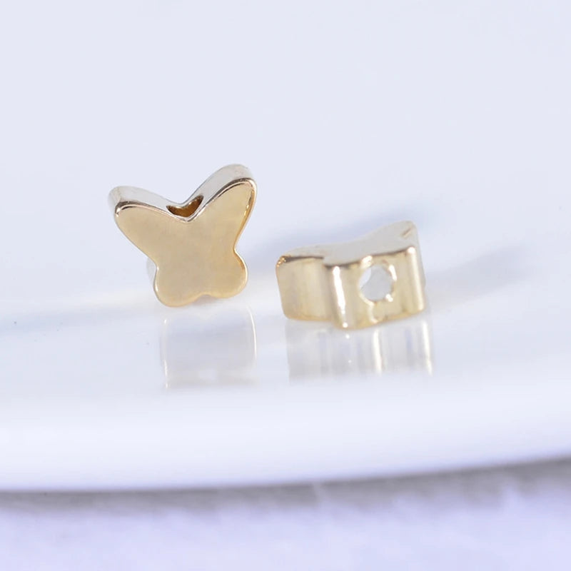 24K Real Plated Copper Butterfly Beads Charms DIY Jewelry Making Findings