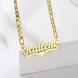 5MM Cuban Chain Name Necklace Personalized Heart Letter Necklace Pendant
