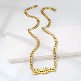 5MM Cuban Chain Name Necklace Personalized Heart Letter Necklace Pendant
