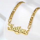 5MM Cuban Chain Name Necklace Personalized Heart Letter Necklace Pendant