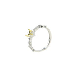 5MM Heart Prong Ring Settings Blank Adjustable Plated Solid 925 Sterling Silver