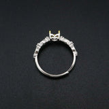 5MM Heart Prong Ring Settings Blank Adjustable Plated Solid 925 Sterling Silver