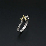 5MM Heart Prong Ring Settings Blank Adjustable Plated Solid 925 Sterling Silver