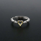 5MM Heart Prong Ring Settings Blank Adjustable Plated Solid 925 Sterling Silver