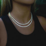 Iced Out Tennis Chain Rhinestone Crystal Jewelry Women Choker Necklace