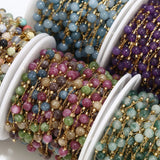5MM Natural Agate Crystal Gemstone Beaded Chain for Jewelry Making