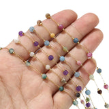 5MM Natural Agate Crystal Gemstone Beaded Chain for Jewelry Making