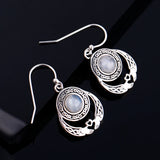 Moonstone Love Heart Shaped Earrings 925 Sterling Silver