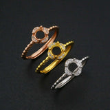 5MM Round Prong Ring Settings 925 Sterling Silver Adjustable Bezel