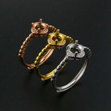 5MM Round Prong Ring Settings 925 Sterling Silver Adjustable Bezel