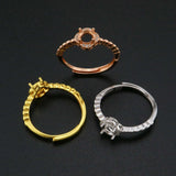 5MM Round Prong Ring Settings 925 Sterling Silver Adjustable Bezel