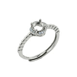 5MM Round Prong Ring Settings 925 Sterling Silver Adjustable Bezel