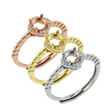 5MM Round Prong Ring Settings 925 Sterling Silver Adjustable Bezel