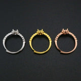 5MM Round Prong Ring Settings 925 Sterling Silver Adjustable Bezel
