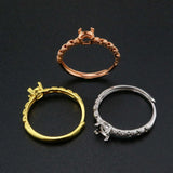 5MM Round Prong Ring Settings 925 Silver Rose Plated DIY Adjustable Ring