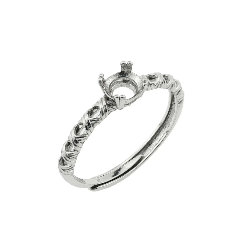 5MM Round Prong Ring Settings 925 Silver Rose Plated DIY Adjustable Ring