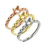 5MM Round Prong Ring Settings 925 Silver Rose Plated DIY Adjustable Ring