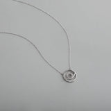 925 Sterling Silver Rose Round Eye Gemstone Prong Bezel Setting Necklace