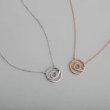 925 Sterling Silver Rose Round Eye Gemstone Prong Bezel Setting Necklace