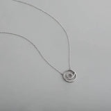 925 Sterling Silver Rose Round Eye Gemstone Prong Bezel Setting Necklace