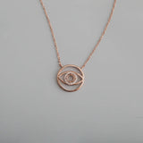 925 Sterling Silver Rose Round Eye Gemstone Prong Bezel Setting Necklace