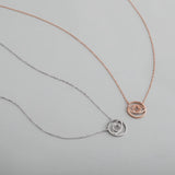 925 Sterling Silver Rose Round Eye Gemstone Prong Bezel Setting Necklace