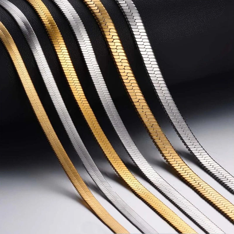 5MM Stainless Steel Blade Chain Flat Snake Bone Necklace