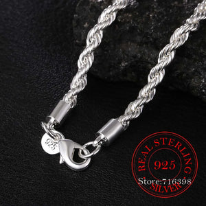 5MM 100% 925 Sterling Silver Rope Chain Necklace Men Jewelry