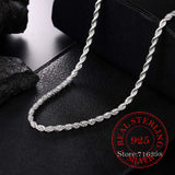 5MM 100% 925 Sterling Silver Rope Chain Necklace Men Jewelry