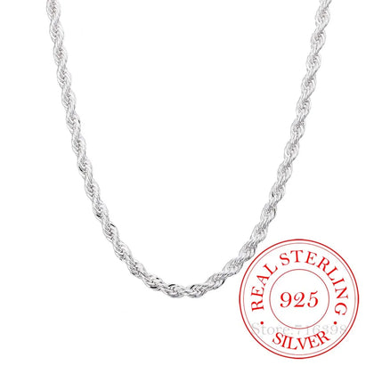 5MM 100% 925 Sterling Silver Rope Chain Necklace Men Jewelry