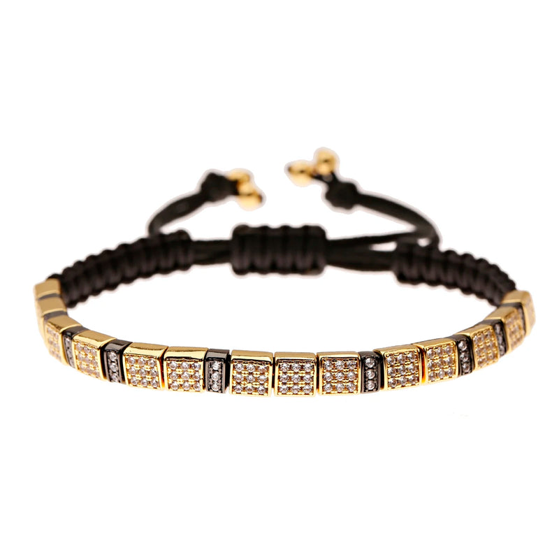5MM Zircon Beads Bracelet Copper Metal Chain Bangle for Men Women