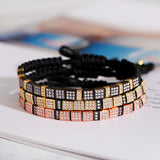 5MM Zircon Beads Bracelet Copper Metal Chain Bangle for Men Women