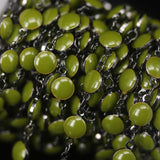 6mm Olive Green Lampwork Beaded Chain Gun Copper Plated