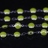 6mm Olive Green Lampwork Beaded Chain Gun Copper Plated