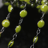 6mm Olive Green Lampwork Beaded Chain Gun Copper Plated