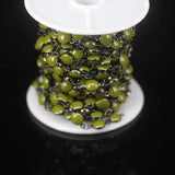 6mm Olive Green Lampwork Beaded Chain Gun Copper Plated