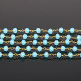 4x6mm Crystal Quartz Wire Wrapped Rosary Chain for Necklace Bracelet